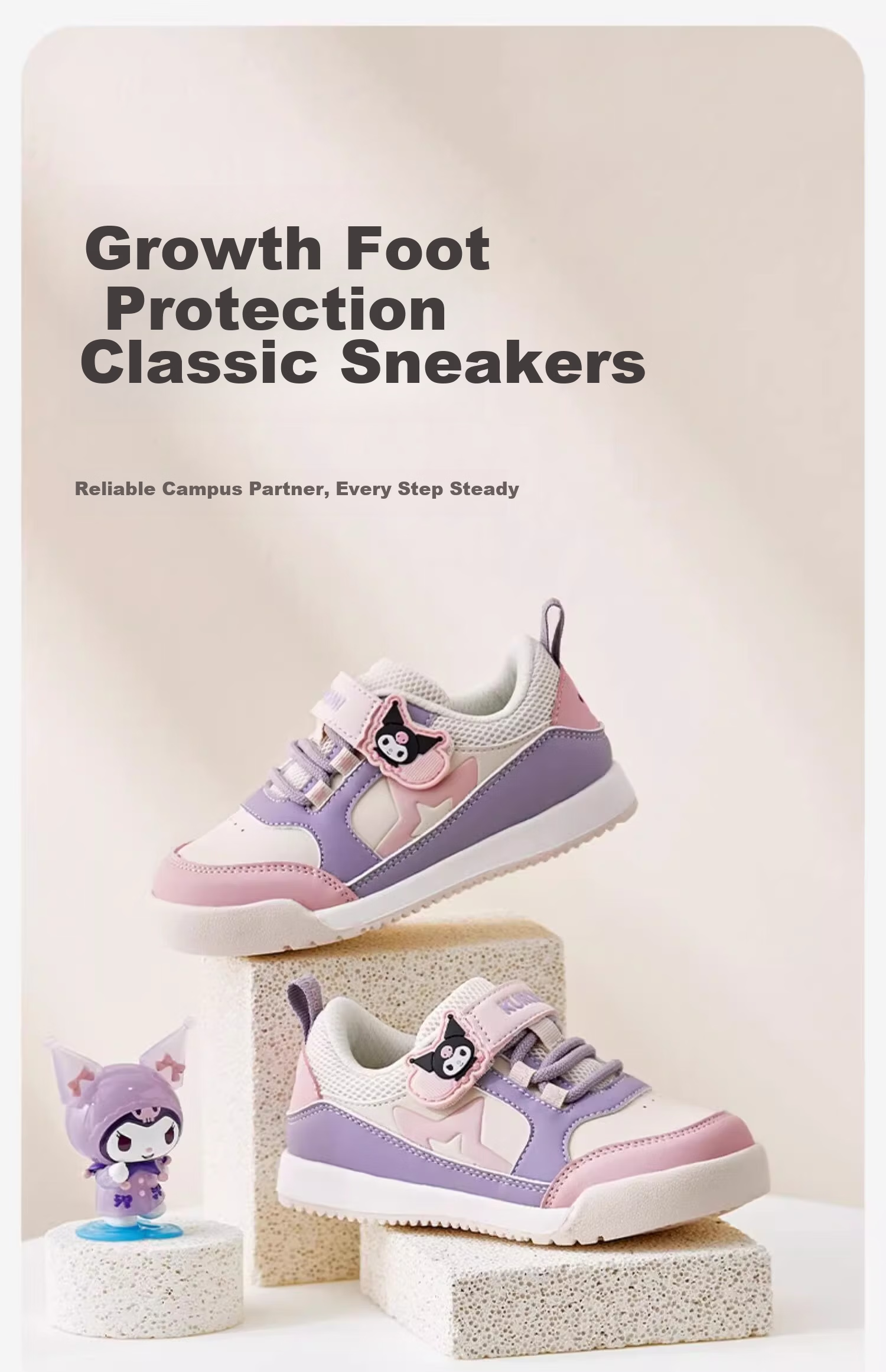 DAVE & BELLA Kuromi Collaboration Kids Sports Shoes Toddler Spring Sneakers Girls Casual Shoes Big Kids Sneakers 1