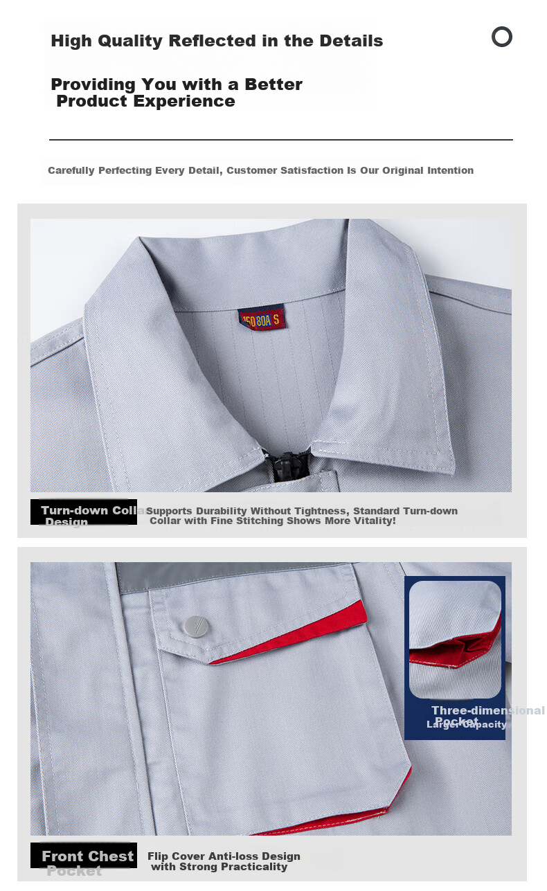 Lido According to Chen Custom Anti-Static Workwear Durable Men's Spring and Autumn Long Sleeve Reflective Strip Engineering Uniform Auto Repair Labor Protection Workwear Custom Work Suit 9