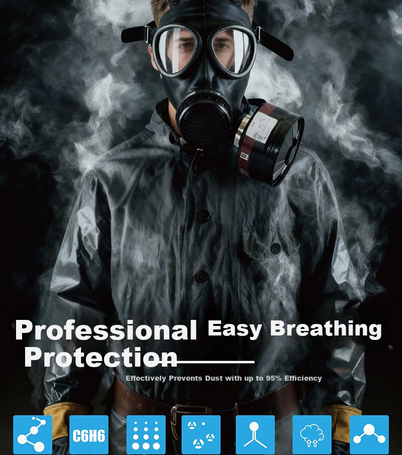 Puda MJ-4003 Full Face Gas Mask with No.3 Metal Canister, Self-Priming Organic Gas and Vapor Filter, Industrial Chemical Use, 1 Set 3