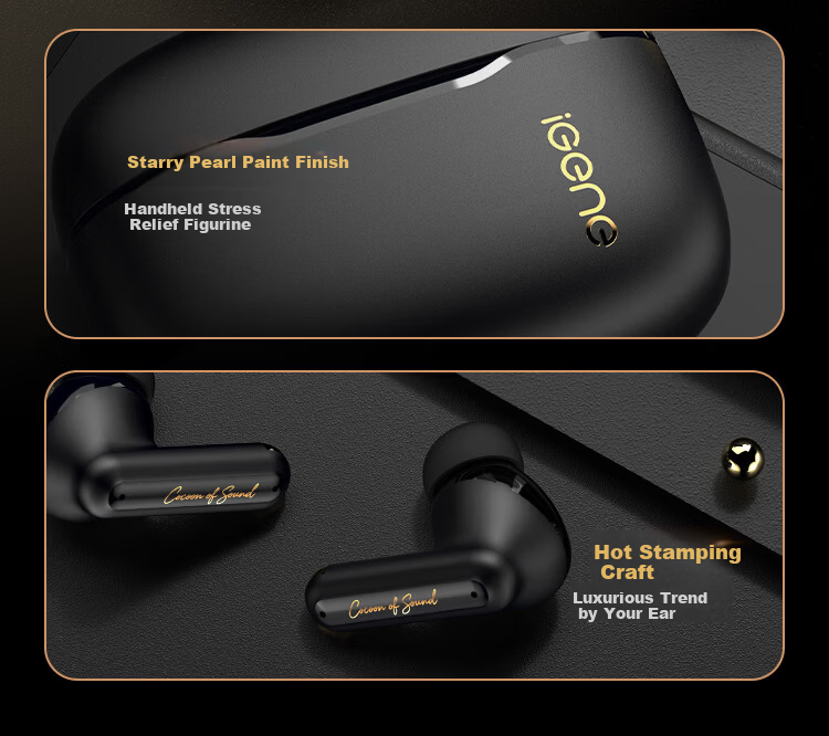 IGene 4-Mic Noise Cancelling All-in-One 6.0 Bluetooth In-Ear Active Noise Cancelling Wireless Music Gaming Earphones Long Battery Life Compatible with Huawei Apple Xiaomi Oppo OnePlus Vivo 6