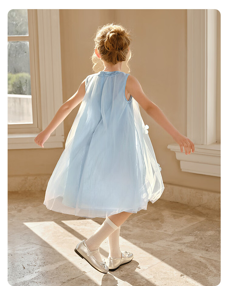 Balabala Kids Dress 2026 Summer New Girls Baby Vest Dress Sweet Mesh Princess Dress 18