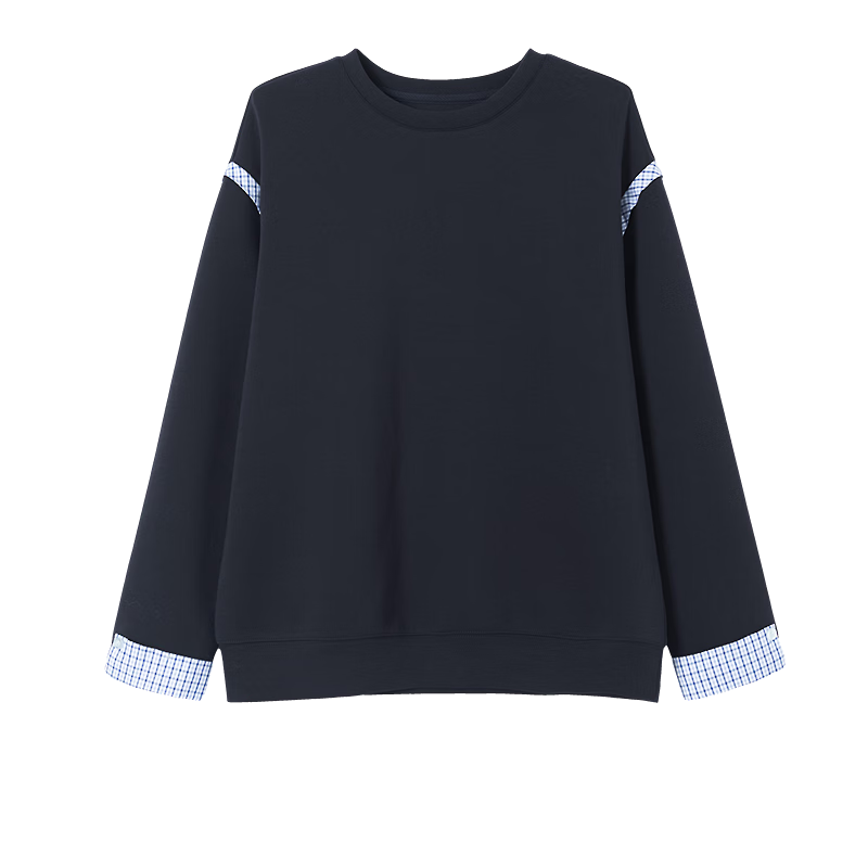 Demana [Comfort Elastic Air Layer] Autumn Simple Embroidered Letter Blueberry Print Loose Slim Sweatshirt for Women High-End Feel
