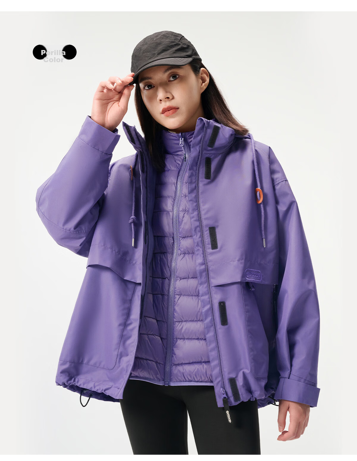 OUTDOOR PRODUCTS [Huangmeirou] Functional Three-In Fleece Jacket for Women, Windproof Coat, Xuanyi Purple 27