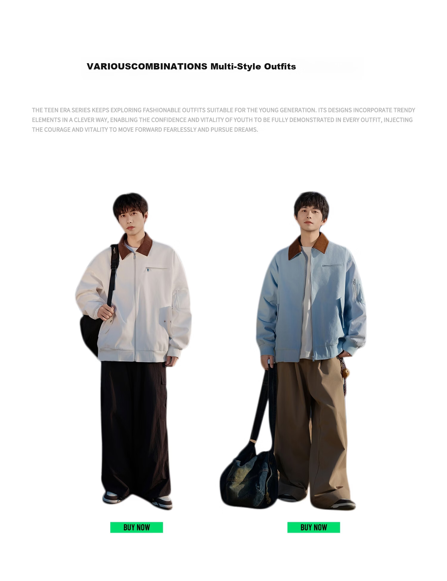 Foss Phil Vintage Lapel Jacket Men Spring Autumn New Trendy Loose Casual Workwear Coat DQC8533 Apricot White XL 3