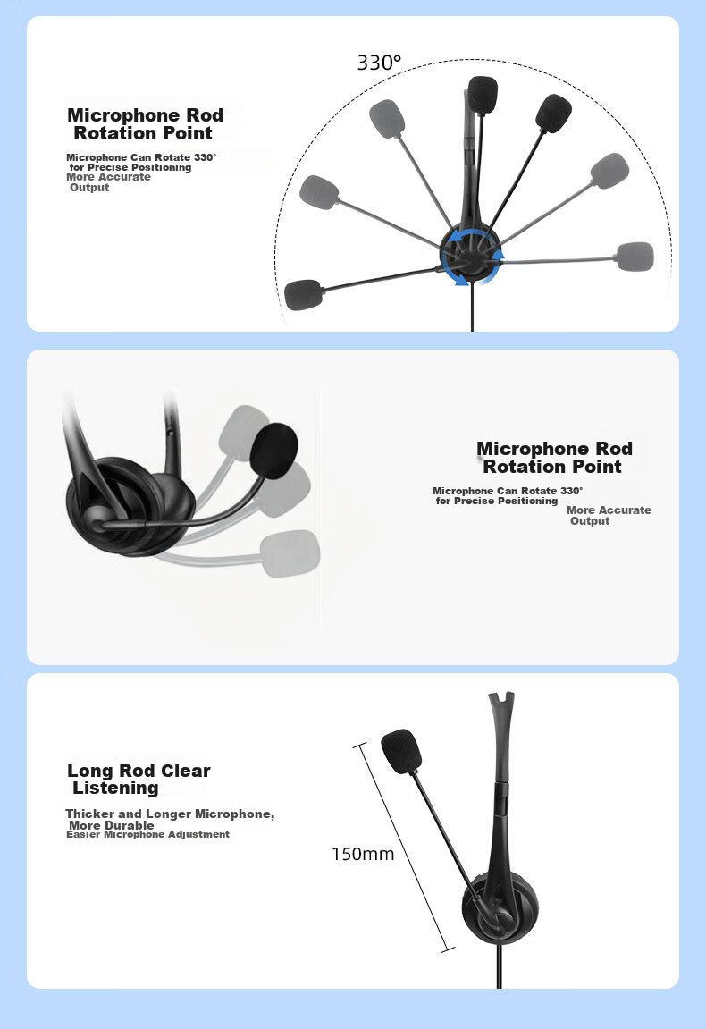 Yinwangsi [Over 1 Million Sold Online] Customer Service Headset Over-Ear Noise-Cancelling Microphone Desktop Computer Headphones 2-in-1 USB Type-C 7