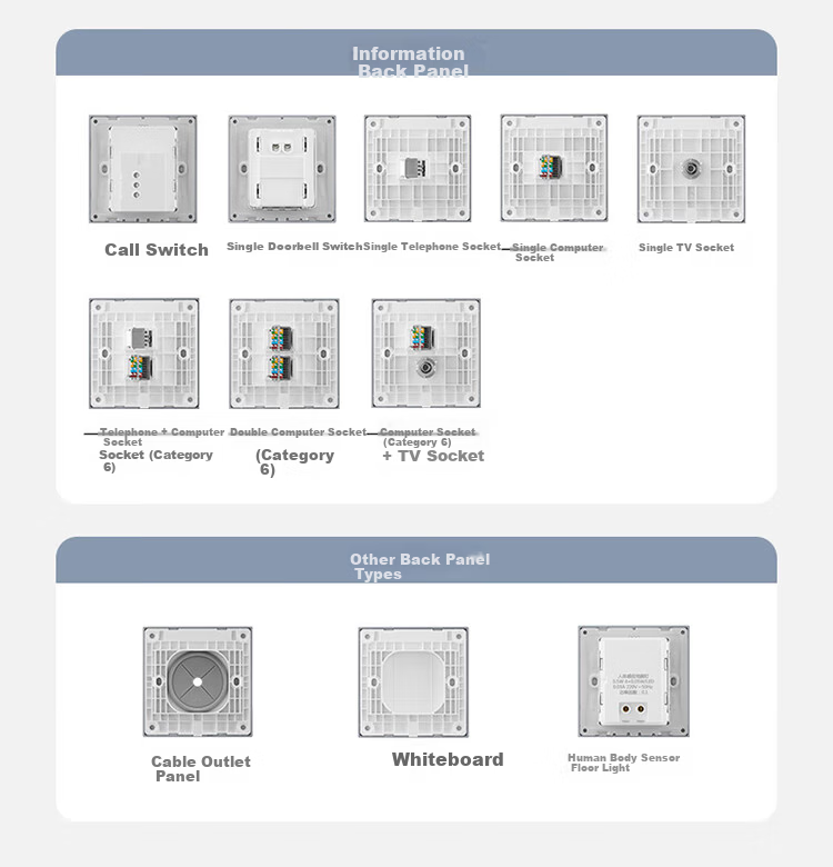 BULL G60 Series 2-Gang Cat6 Computer and TV Socket Ultra-Thin Panel G60T223 Moon Shadow Gray 12