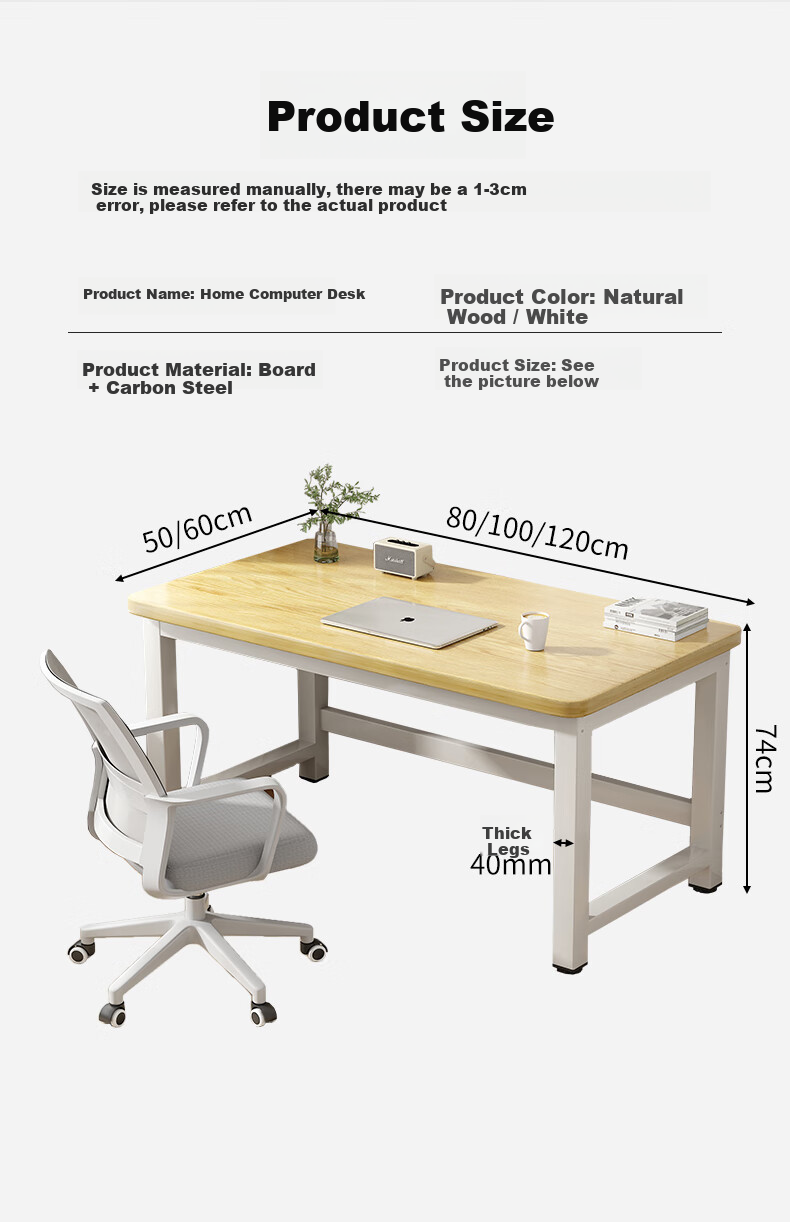 Chibilun Computer Desk Simple Home Bedroom Long Table Student Writing Study Office Large Desk 8