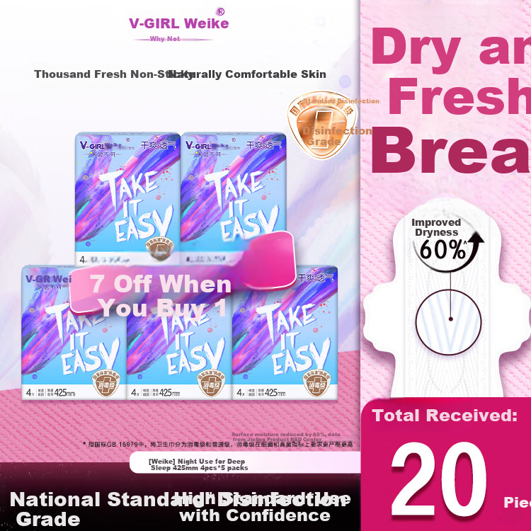 Meco Sterilization Grade Ultra-Thin Sanitary Pads 425mm 4pcs*5 Packs Combo Dry and Non-Sticky [New Upgrade]