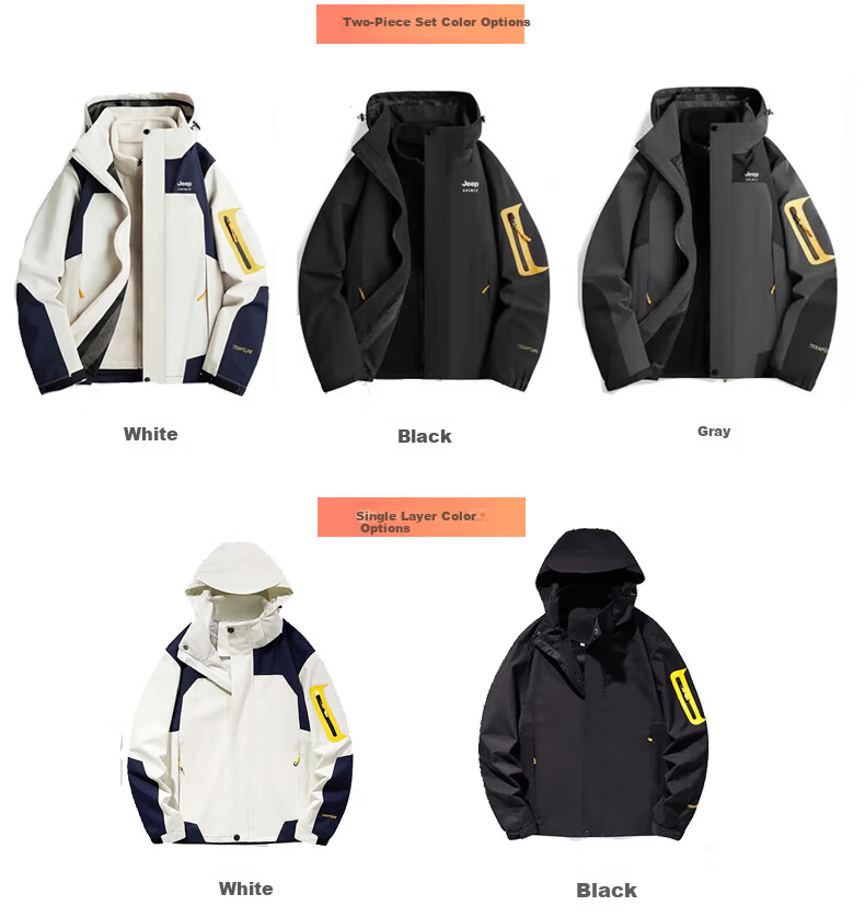JEEP SPIRIT Unisex 3-in-1 Outdoor Windproof Warm Cold-Resistant Jacket Set 14