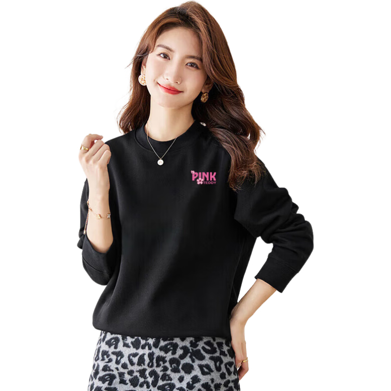Jeanswest Women's Sweatshirt, Spring And Summer 2026, Fashionable Printed Design, Comfortable And Skin-Friendly, Loose-Fitting, Versatile Long-Sleeve Top, White, XL