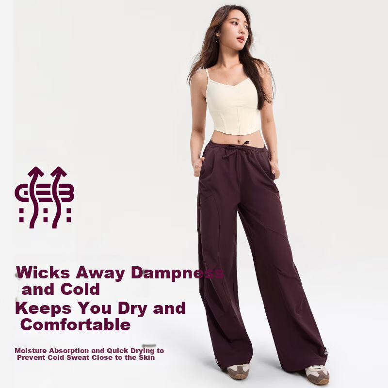 VFU Women's Workwear Quick-Dry Sports Pants New Straight Slim Wrinkle-Resistant Outdoor Hiking Autumn Cherry Red Lacquer M
