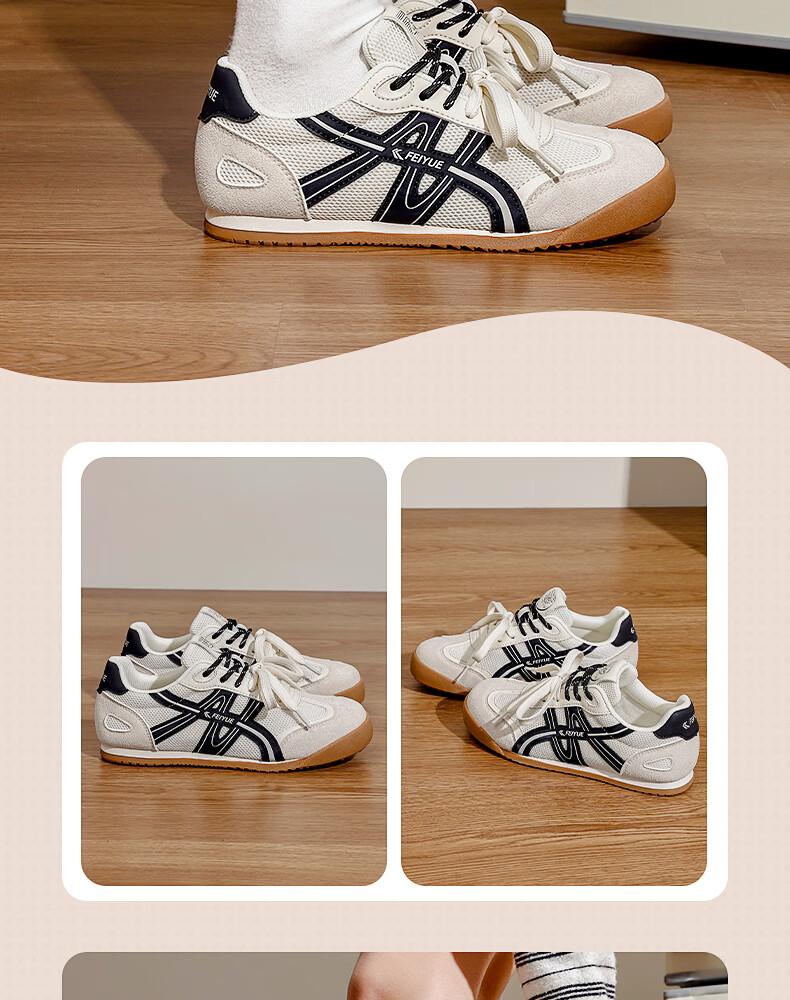 Feiyue Official Women's Sneakers 2026 Summer New Versatile Soft Sole Casual Shoes Women Beige Black Size 38 9