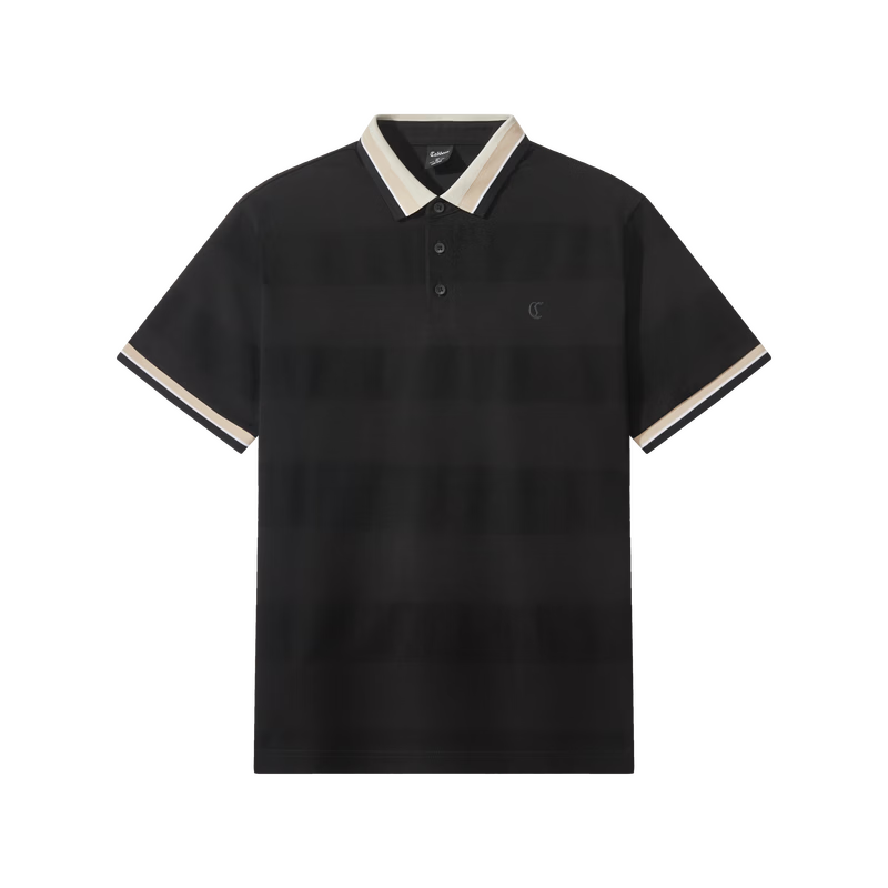 CABBEEN Textured Knit Striped Polo Shirt Men Color-Block Cuffs and Collar Design 2026 Summer Breathable Polo Shirt