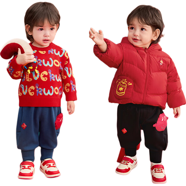 BALABALA Children's Clothing Set, Baby Outfit, Sports Two-Piece Suit, Cute Fleece-Lined Trendy Outfit for Kids, 209125104202