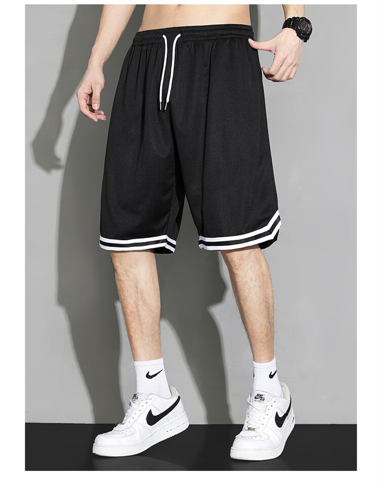 NASA GISS Men's Shorts Summer Ice Silk Thin Soft Loose Breathable Sports Basketball Five-Point Pants Black XL 10