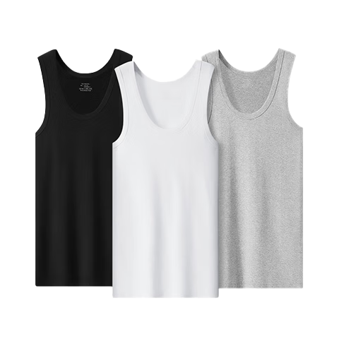 LangSha Men's Tank Top, 100% Pure Cotton, Large Size, Antibacterial, Plus Size, Extra Large, Loose-Fitting Undershirt, Sleeveless Athletic Undershirt