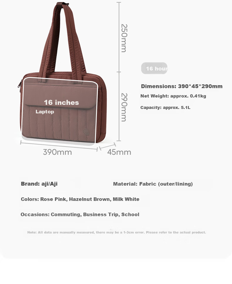 Aji Laptop Bag 16-inch Lightweight Large Capacity Thickened Waterproof Shoulder Bag Protective Sleeve for Men 14-inch 16