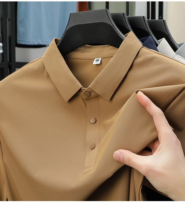 ROMON Father's Day Gift Men's Summer Ice Silk Quick-Dry UV Protection Breathable Polo Shirt Short Sleeve T-Shirt 19