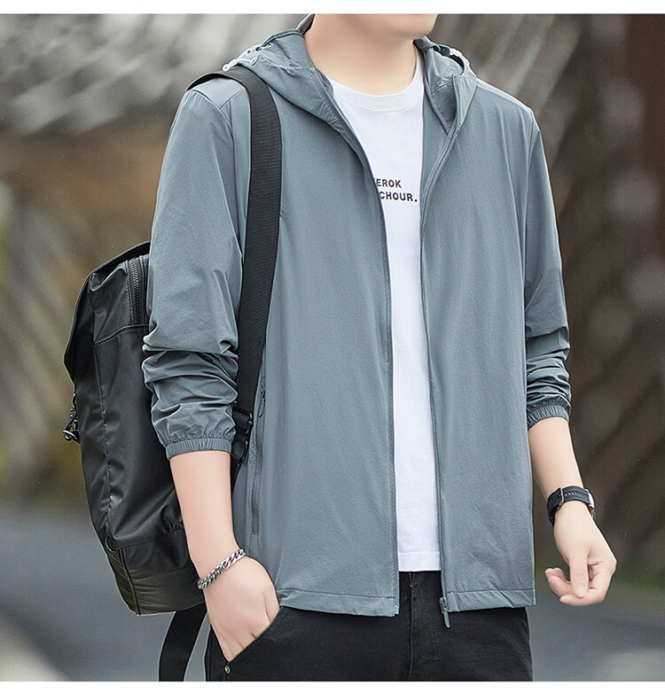 ROMON Men's Summer Ice Silk Quick-Dry Casual Business Breathable Outdoor UV Protection Jacket AG9 Green 5X 22