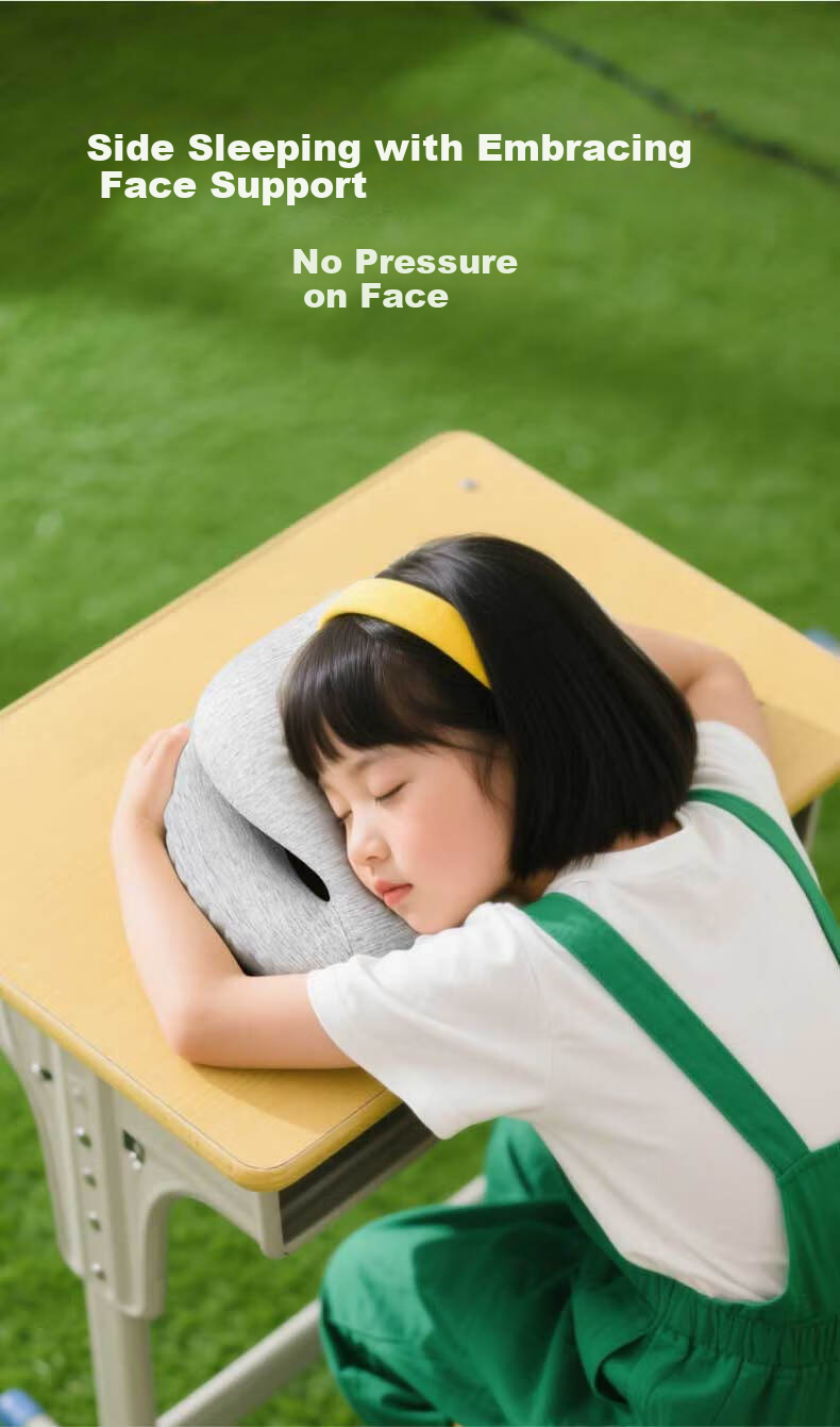 YUZHAOLIN Nap Pillow for Elementary School Students, Face-Down Sleeping Aid, Children's Summer Ice Silk Face-Down Pillow for Nap Time, Classroom Desk Neck Protection Pillow 4