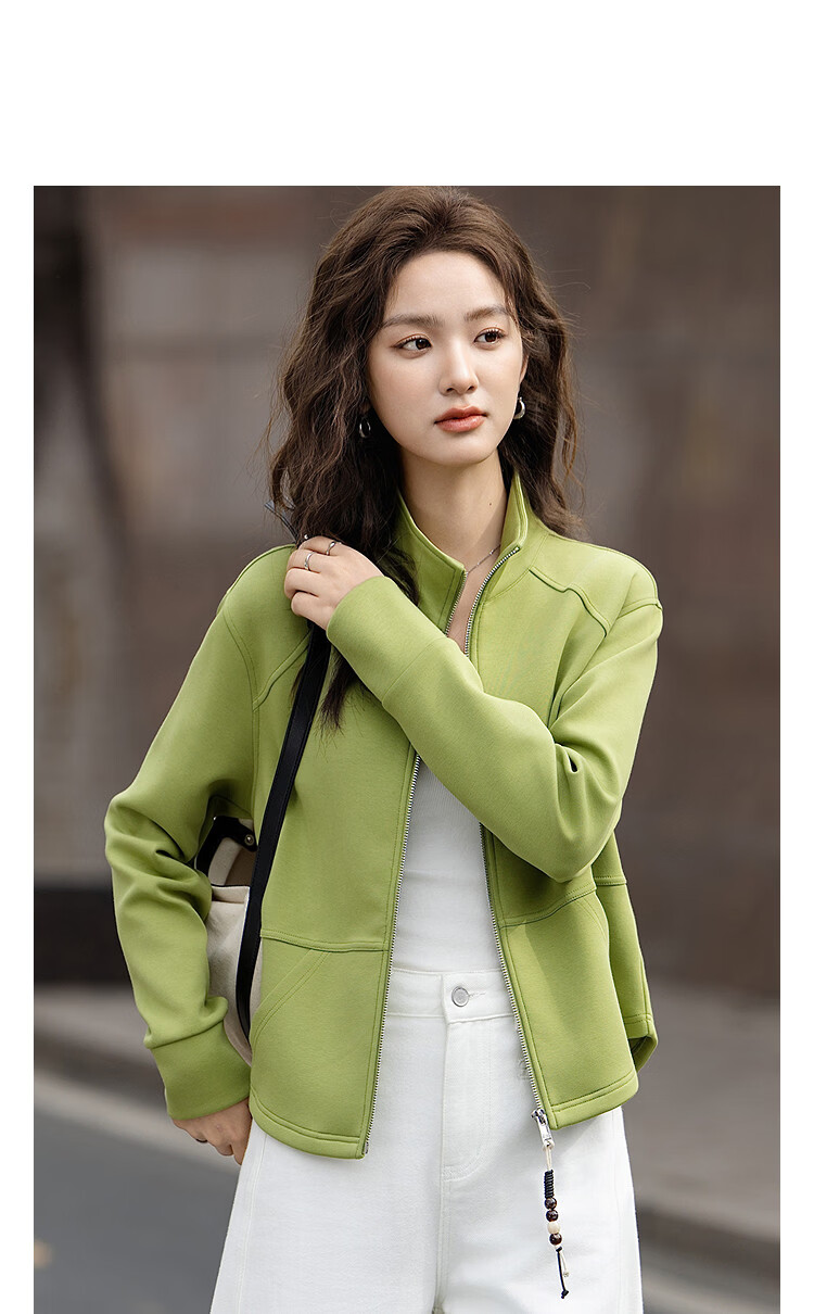 Demana [Active Urban] Autumn Relaxed Stand Collar Zipper Loop Decorative Cardigan Comfortable Casual Slimming Women's Jacket 14
