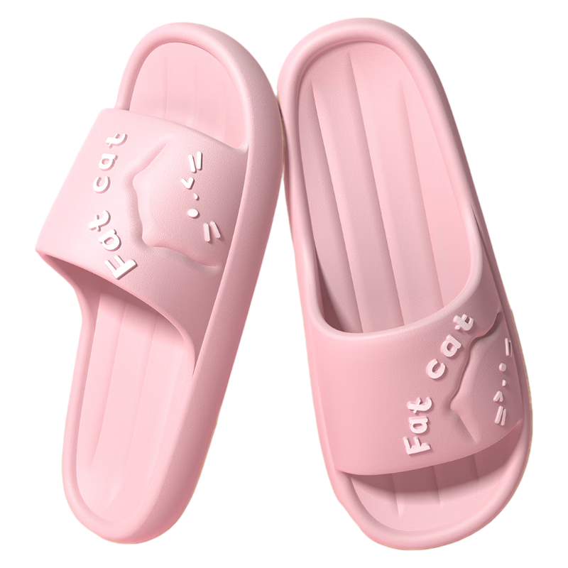 CXOCSI Women's EVA Thick Sole Slippers Indoor Home Soft Bathroom Non-Slip Cartoon Sandals Pink Size 40-41