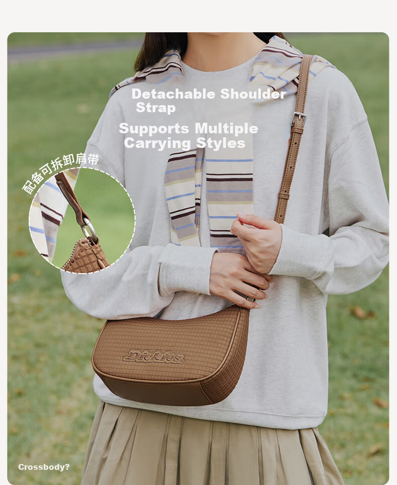 Dickies Classic Casual White Women's Shoulder Crossbody Underarm Bag 8