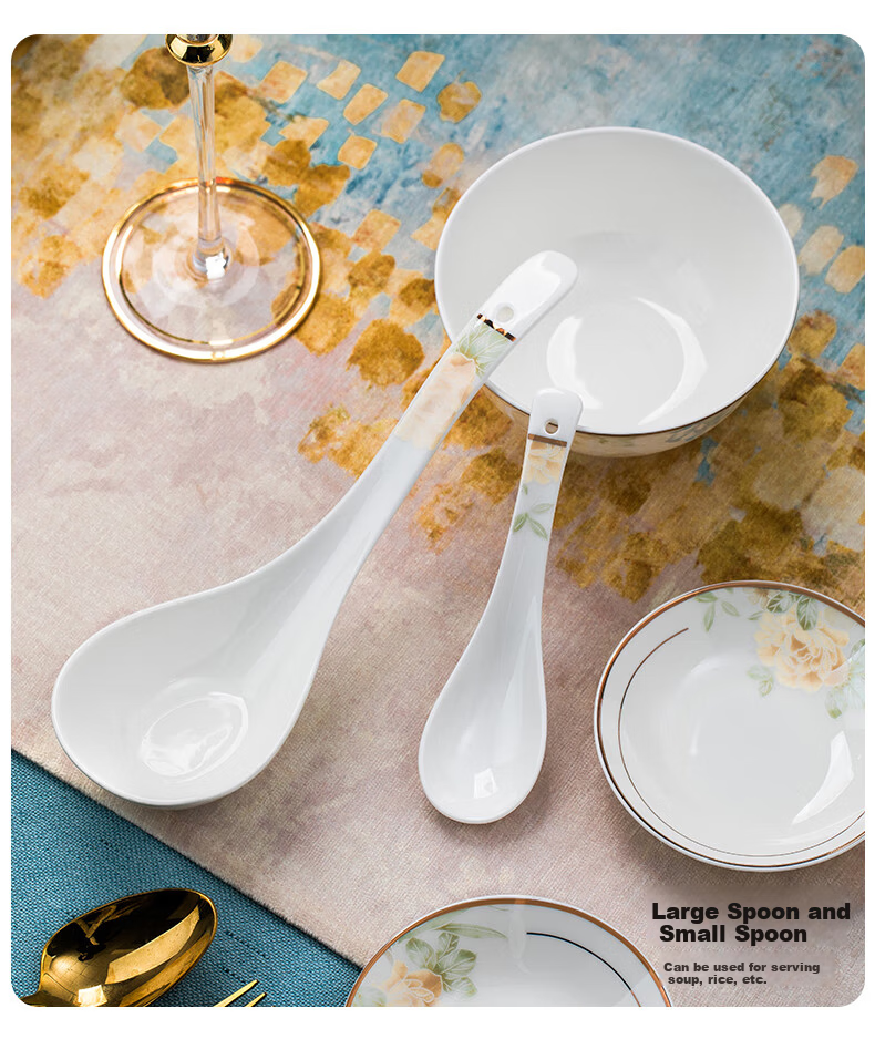 Yichen Jingdezhen Ceramic Bowl and Plate Set with Chopsticks Complete Gift Box Dinnerware Dreamy Floral Shadow 10