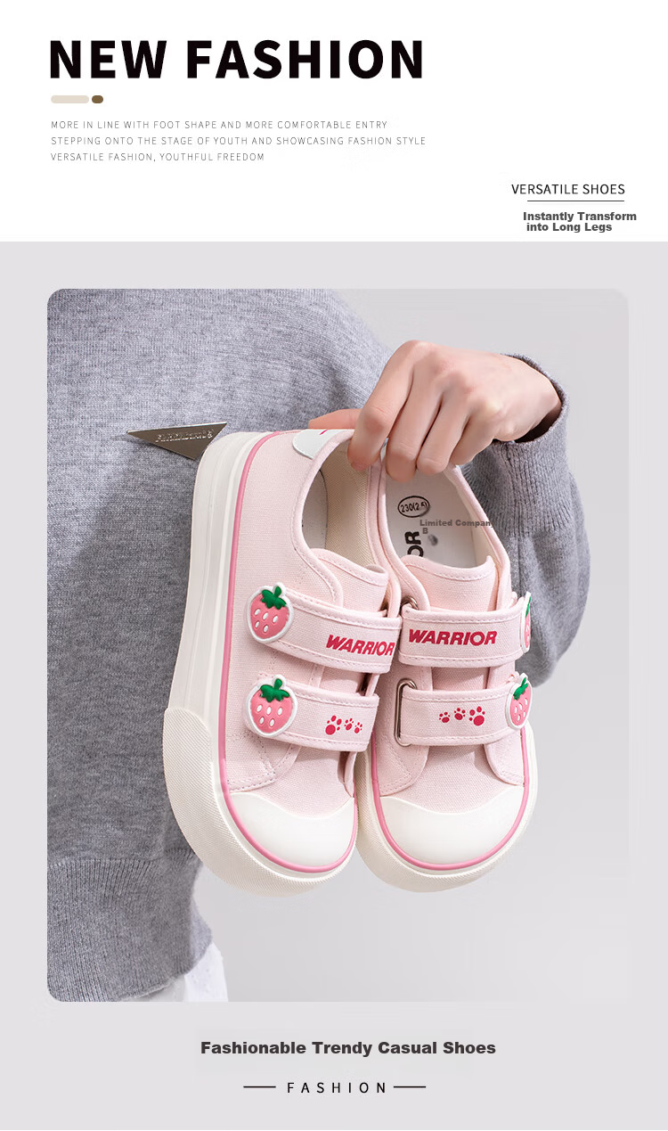Warrior Women's Thin Canvas Shoes Magic Tape Casual Shoes L440BR Pink Size 38 1
