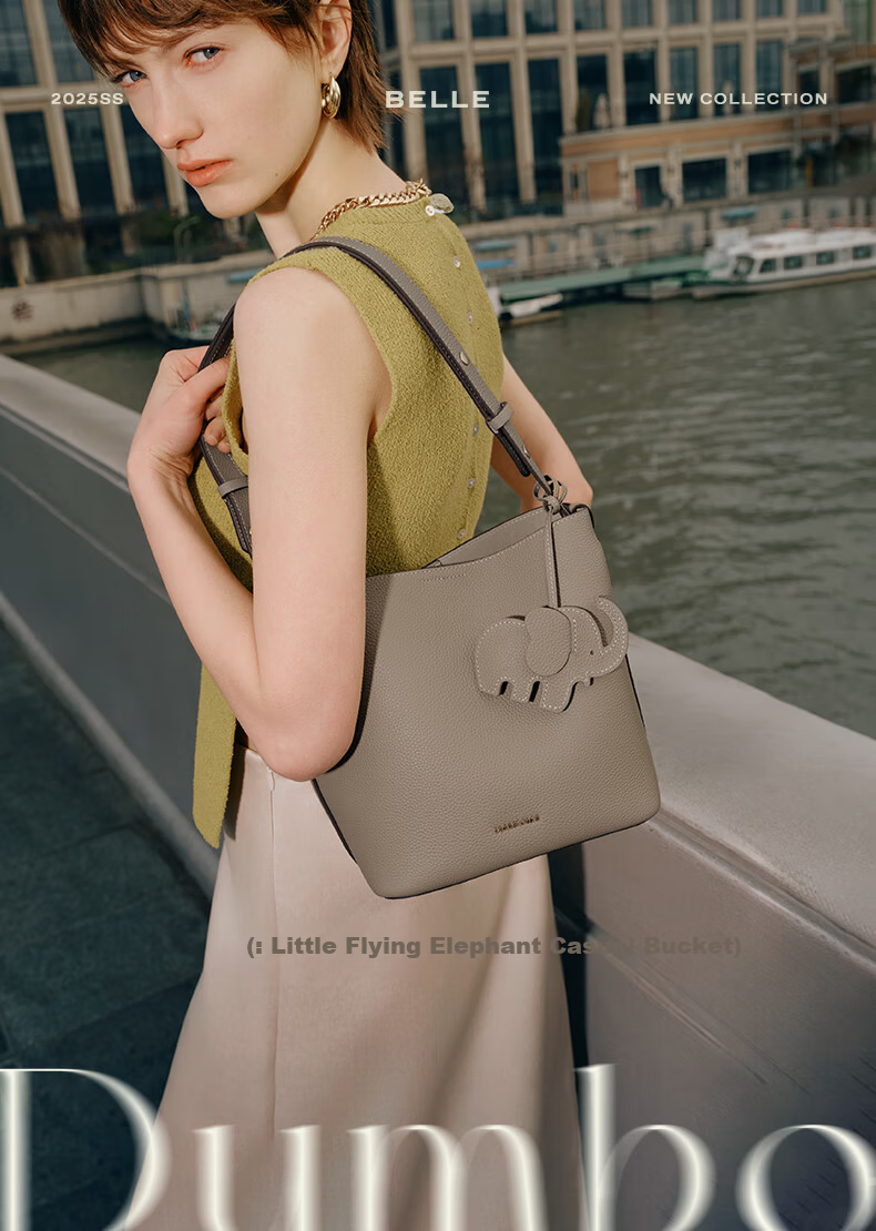 Belle Women's Simple Little Elephant Casual Bucket Bag Versatile Handbag for Mom X7258AX5 Gray 2
