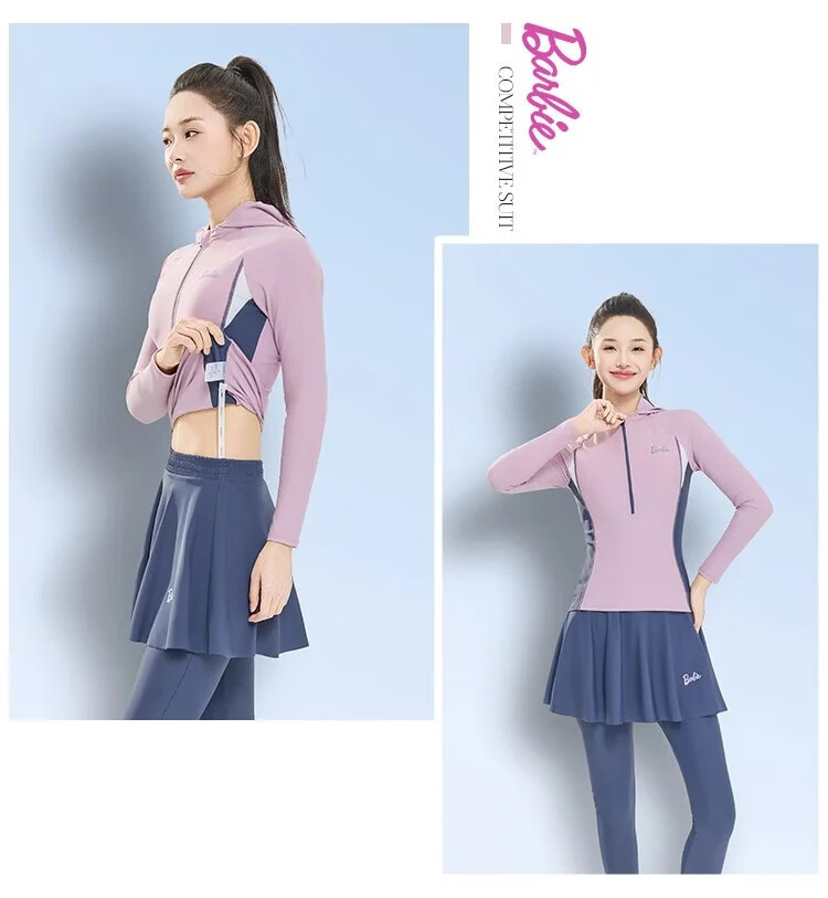 Barbie Long Sleeve Long Pants Conservative Two-Piece Slimming Tummy Control Beach Surfing Training Diving Suit for Women 10