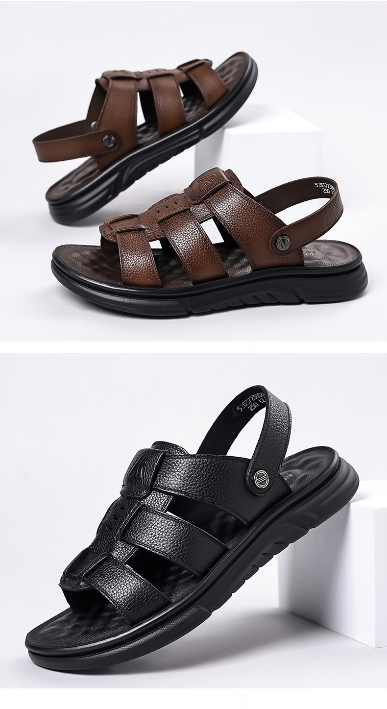 Aokang Summer Men's Casual Beach Sandals Black Size 38 21