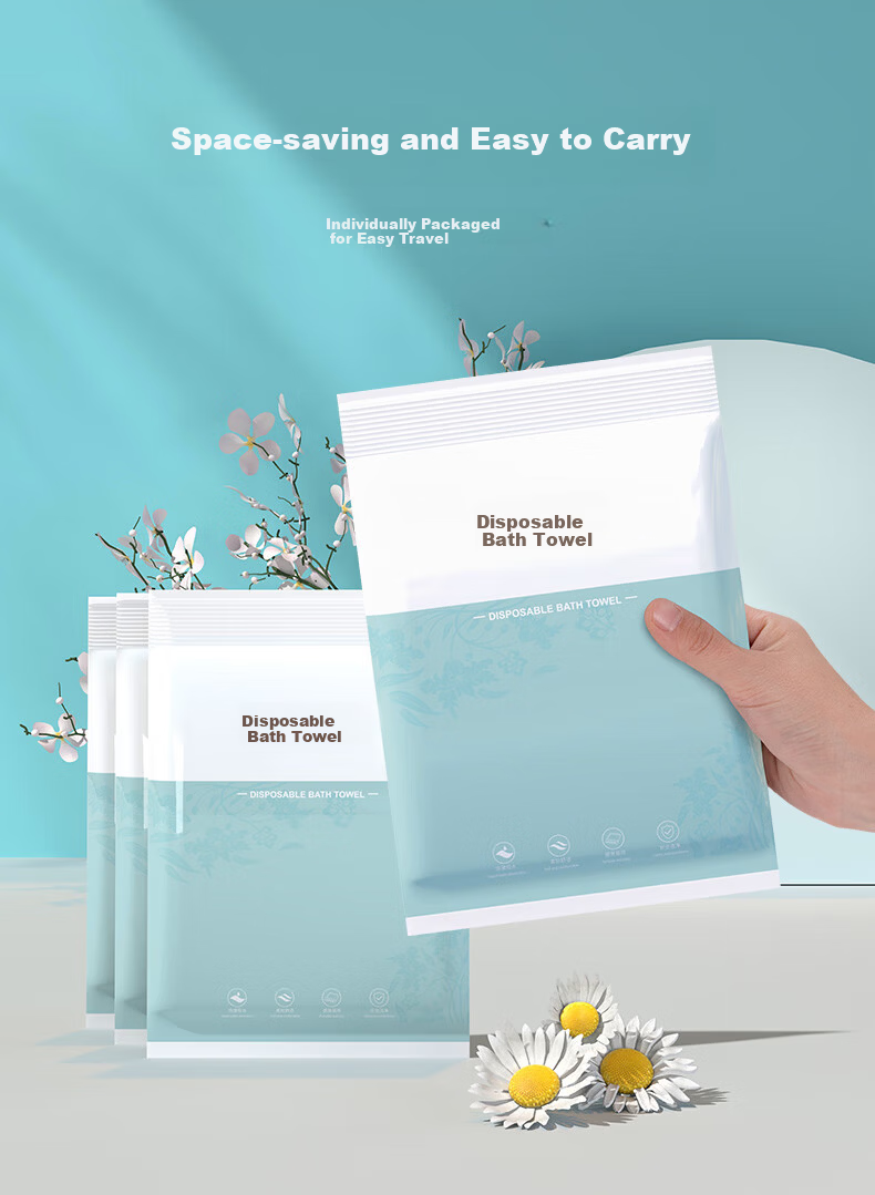 Youao Disposable Bath Towel and Towel Set Non-Woven Fabric Individually Packaged 5 Pieces Hotel Travel Extra Long Wide Thick 6