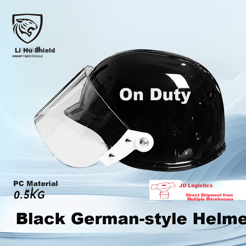 Lihu Shield German Style Riot Helmet Explosion-Proof Security Protective Helmet with Face Shield German Style Helmet [Black]