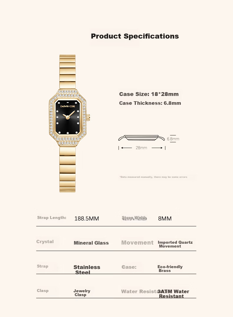 Darwin Core Daiwenke Small Gold Jade Rose Gold Inlaid Diamond Starry Sky Vintage Women's Watch High-End Niche Birthday Gift for Girlfriend 10