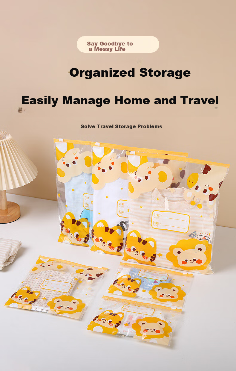 Kelorlock Travel Storage Bag Kindergarten Baby Clothes Sealed Packing Bag Essential for Children Starting School 2