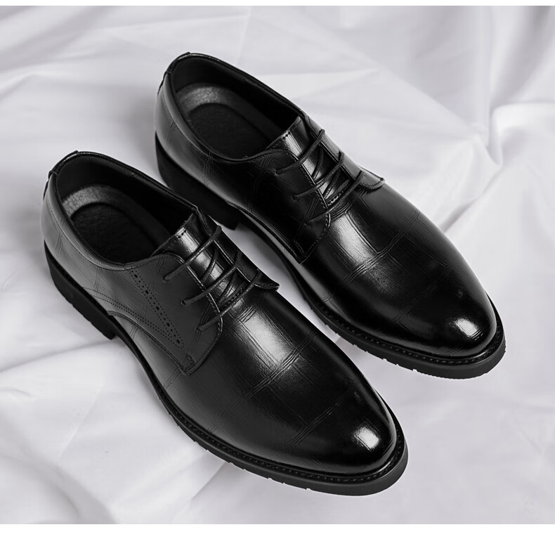 CALIFBULL Men's Leather Shoes Spring Summer Thick Sole Height Increasing Loafers Slip-On Lazy Business Casual Shoes Black Size 44 57