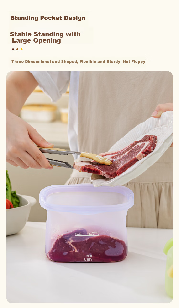 Shuke Silicone Food Storage Bag Food Grade High Temperature Resistant Household Fruit Bag Refrigerator Freezer Sealed Bag 3