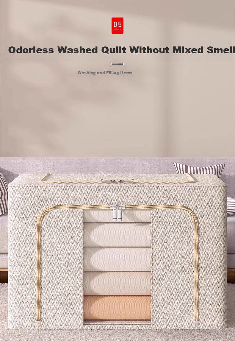 Zhifan Japanese Tianshan Cotton Linen Storage Box Clothes Storage Bin Wardrobe Quilt Organizer Household Foldable Storage Box 10