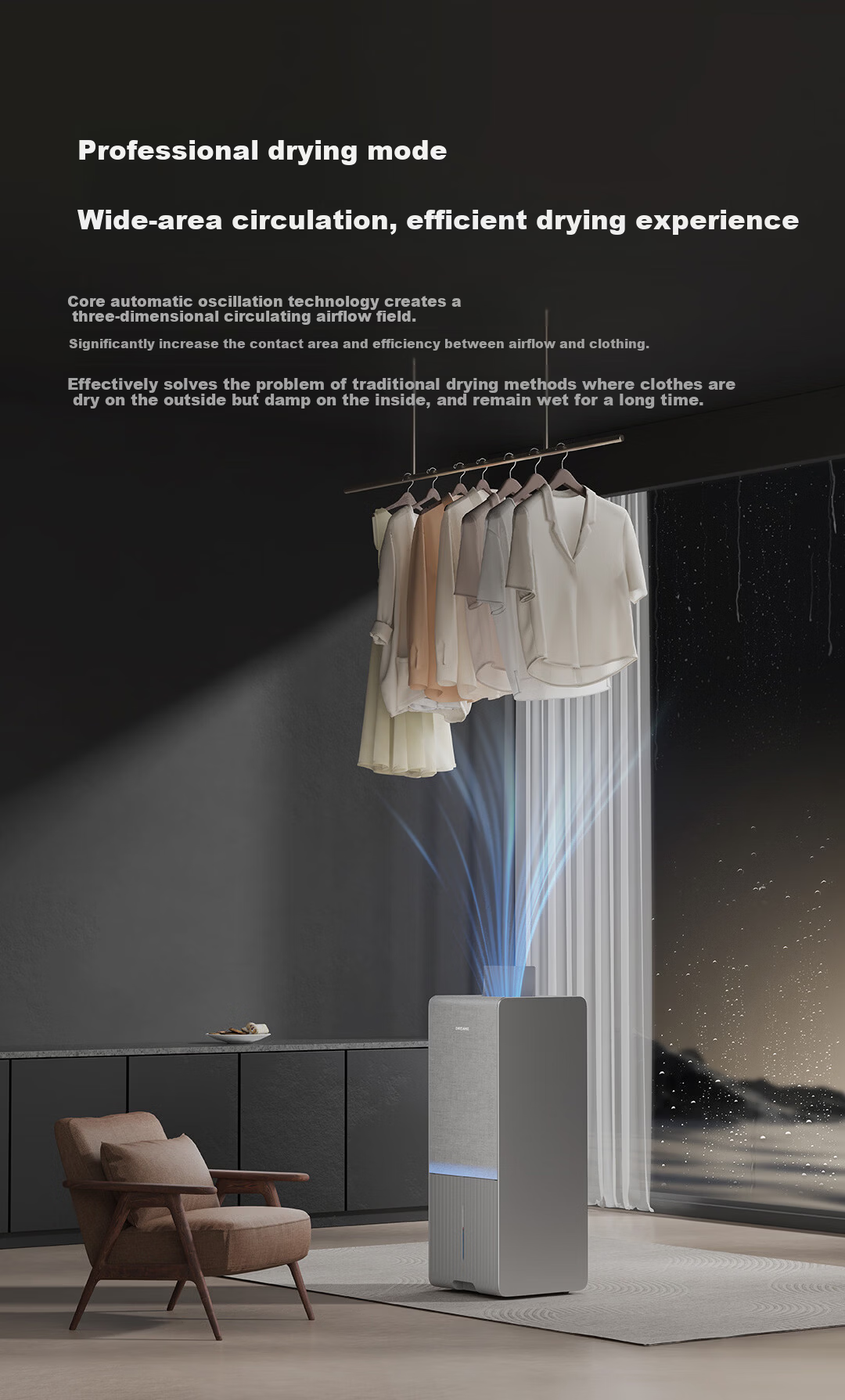 Dreame DZ40 Dehumidifier Silent Inverter Purification 40L/Day Home Clothes Dryer Basement Dehumidifier 17