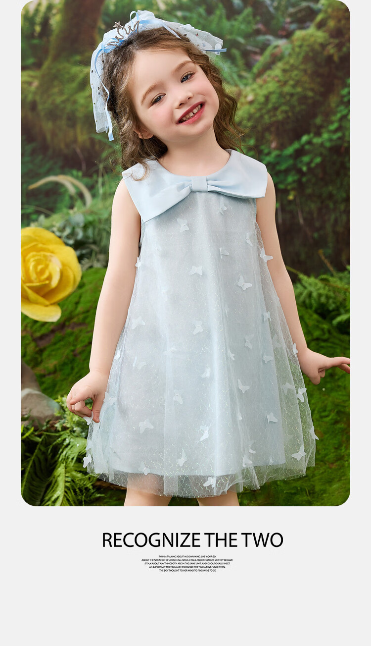 ASK JUNIOR Summer Kids Sleeveless Vacation Dress Toddler Mesh Princess Dress for Girls 16