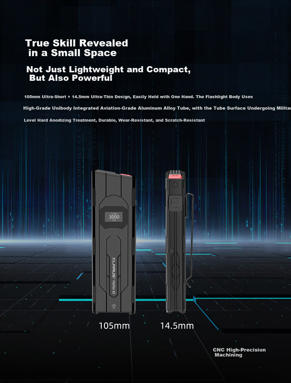 KLARUS X2 Ultra-Thin EDC Tactical High-Brightness Rechargeable Long-Lasting Outdoor Portable Multifunction Flashlight 3