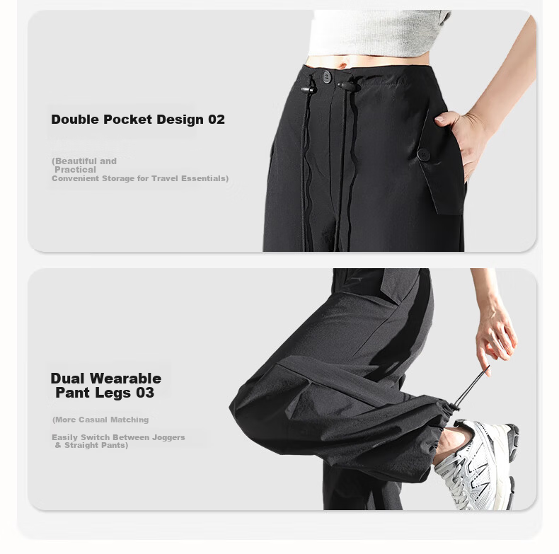 FitonTon Women's Work Pants 2025 Autumn Winter New Drawstring Pleated High Waist Loose Casual Draped Straight-Leg Pants 16