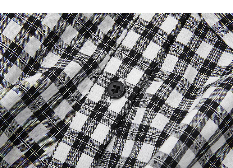 Demana [Cloud Soft Cotton Blend] Spring Off-Shoulder Ruffle Side Ruched Plaid Petite Women's Shirt 12