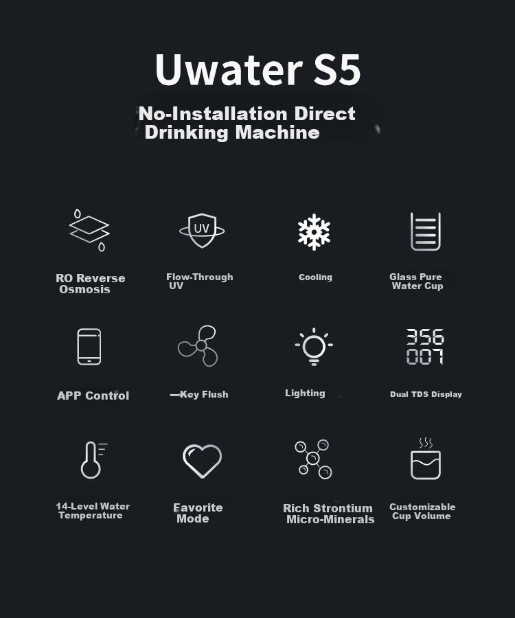 Unities Uwater S5 Enhanced Edition Hot and Cold Desktop Water Purifier Direct Drinking RO Membrane Scale Inhibitor Installation-Free Glass Pure Water Kettle Cream White 2