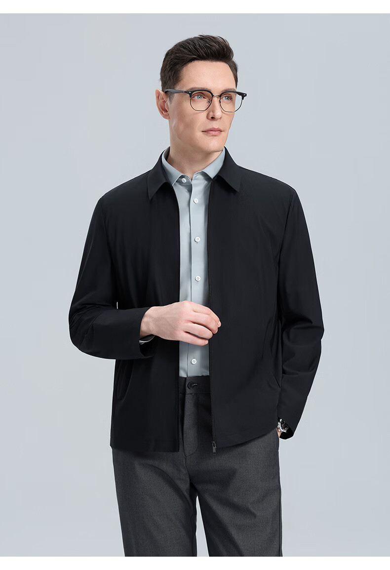 ROMON 【UPF50+】Men's Sun Protection Jacket Spring Summer New High Elastic Breathable Comfortable Business Casual Polo Collar Coat 20
