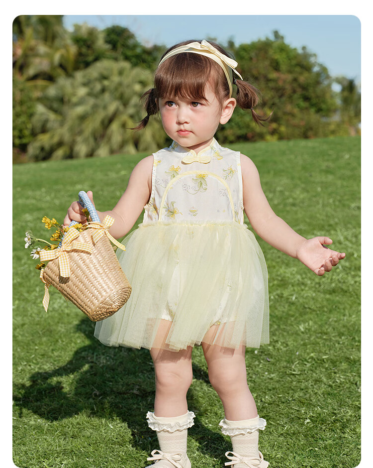 Balabala [balaOne] Baby Romper Infant Toddler Girls Triangle Bodysuit 2026 Summer Sweet Cute 11