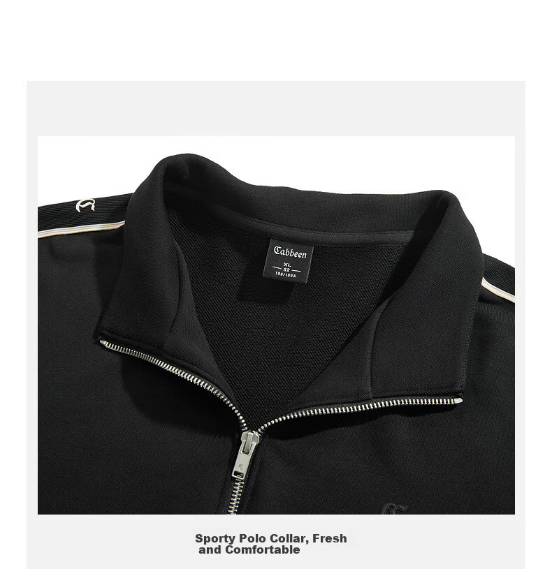 CABBEEN [340G Pure Cotton Sweatshirt] Men's Sweatshirt with LOGO And Drawstring Design, Casual Autumn Long-Sleeve Sweatshirt 14