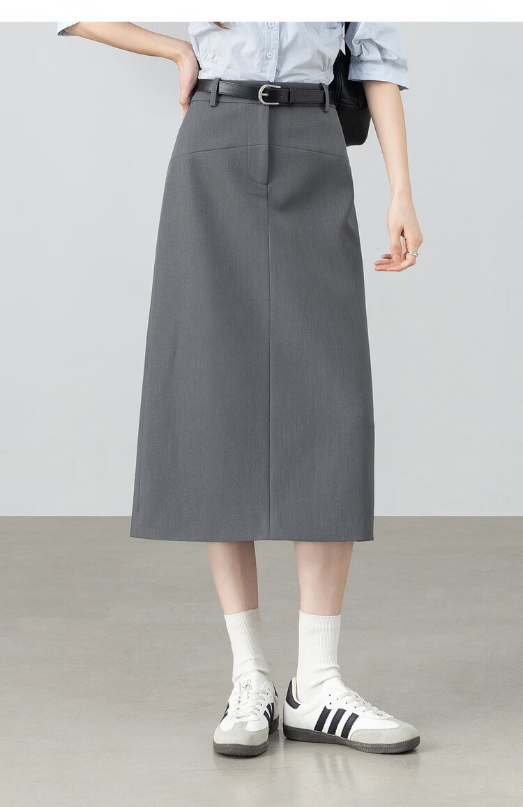 Shangdubila Intelligent Commuter Women's Spring Summer Curved Split Hem Slit Straight Suit Skirt High-End Mid-Length 15