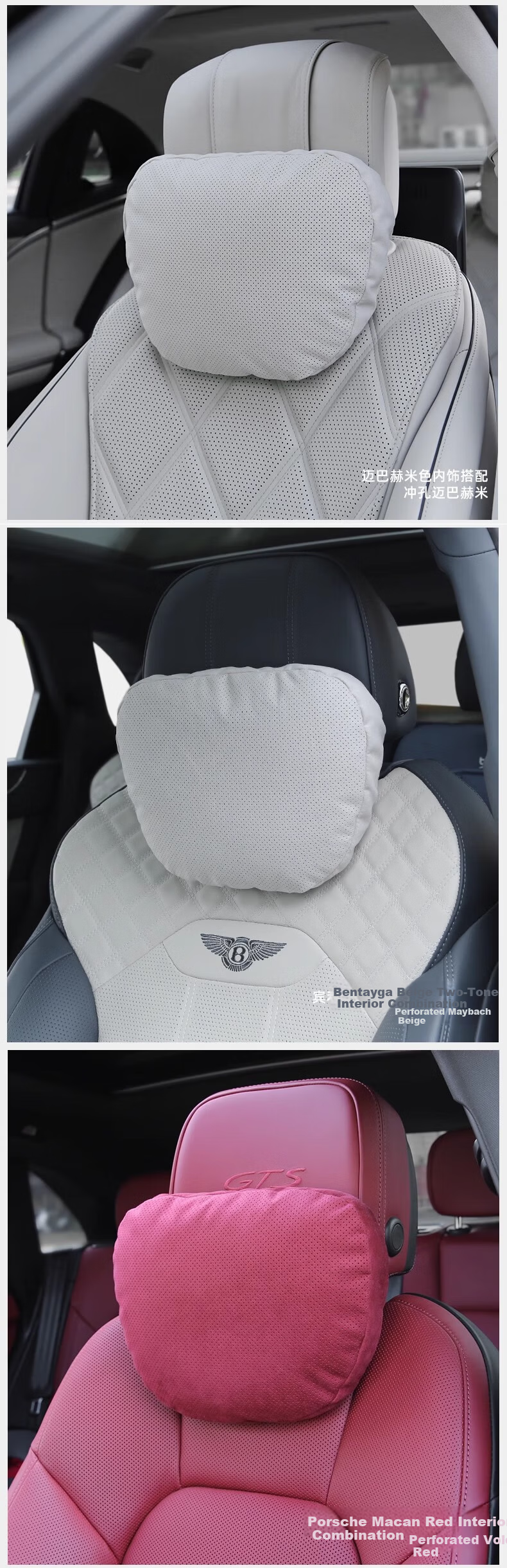 BIMLL Lamous Japanese Car Headrest Neck Pillow Lumbar Support Cushion for Maybach Mercedes Tesla 6